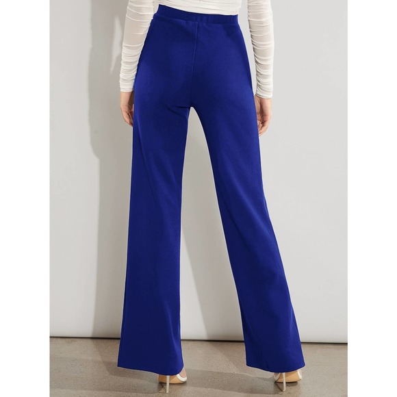 minimalist Solid High Waist Wide Leg Pants royal blue - Picture 2 of 11